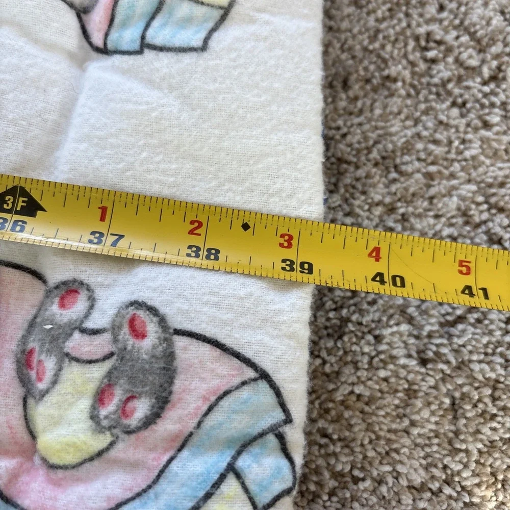 Vtg Baby Nursery Quilt Yarn Tied Peter Rabbit Koala Bear‎ Flannel Blanket